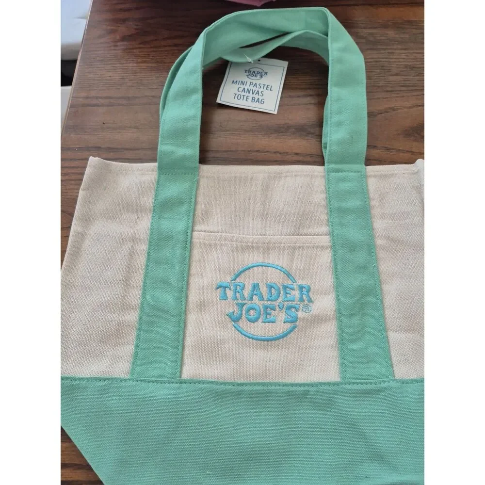 Spring 2026 Trader Joe’s Mini Pastel Canvas Tote Bag Set Of 4 In Stock Available - Picture 7 of 8